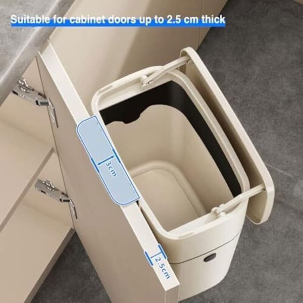 7L hängande soptunna – lock, krokar – vit – luktfri