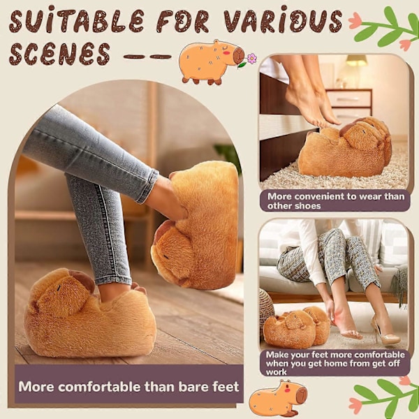 Capybara Tofflor Söta Capybara Plyschtofflor Hus Varma Capybara Skor Fotinslagna Capybara Sandaler för Kvinnor Män Indo