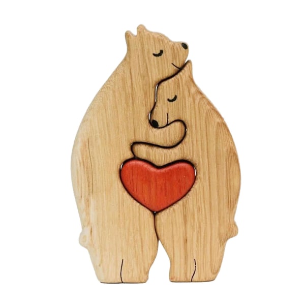 Puinen karhuperhepalapeli Lahja perheelle Henkilökohtainen karhuperheen puinen taidepalapeli