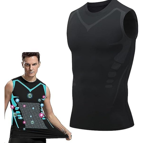 Ionic Shaping Vest, Body Shaper for menn, 2023 ny versjon Ionic Shaping Vest for menn, komfortabelt pustende issilkestoff Black M