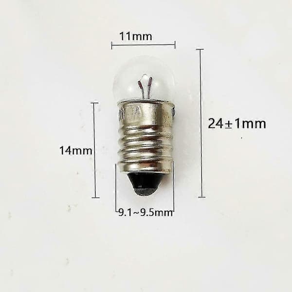 10 kpl Mini-lamppuja E10-kierteellä taskulampulle, 2,5 V 0,3 A 12