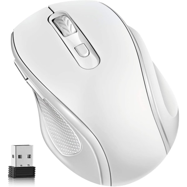 Trådløs mus, 2,4G trådløs mus Bærbare mus med Nano-modtager, til bærbar, notebook (hvid)