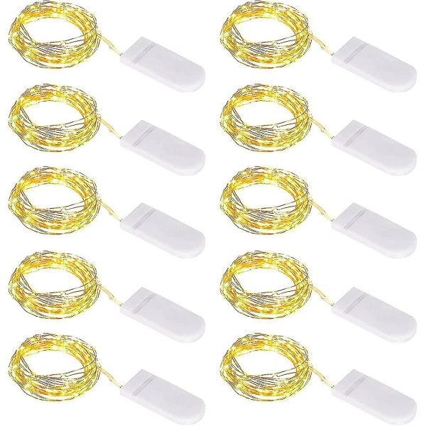 10 stk LED-lyskjede batteri, lyskjede små med batteri, 1m 10 mikro