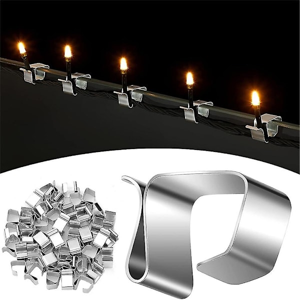 50-pack/set Hållbara hängränneklämmor för ljusslingor Tunga metallhängare Ljusmontering för hemfestdekoration