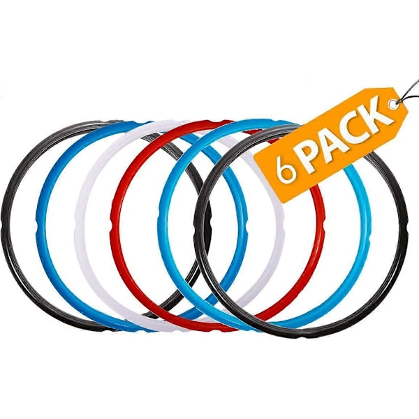 6 stk. Tetningsringer for Instant Pot 6 Quart, tetningsring for 6 qt 5qt gryte, Instant Pot tilbehør, passer IP-DUO60 IP-LUX60 IP-DUO50 IP-LUX50 S