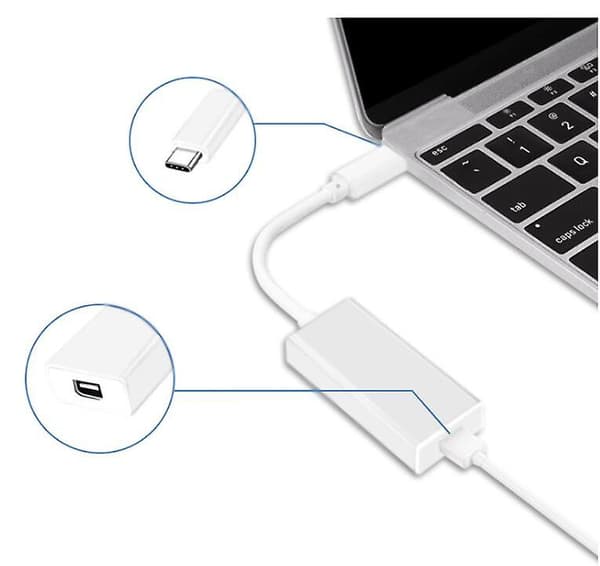 1x Thunderbolt 3 til Thunderbolt 2 Adapter Type C Kabel USB til Macbook Air Pro
