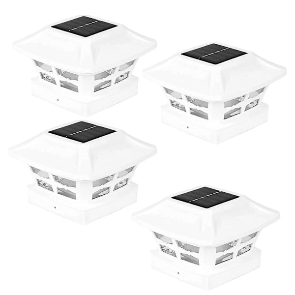 Solcelle stolpehattlys 2 Lysmoduser LED Dekk Gjerdehattlys for 4X4 Trestolper Hagedekorasjon