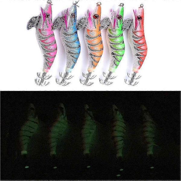 10 stk. Hård Fiske Agnsfisk Luminous Squid Jig Hav Kunstig Reje Agnsfisk Værktøj -T