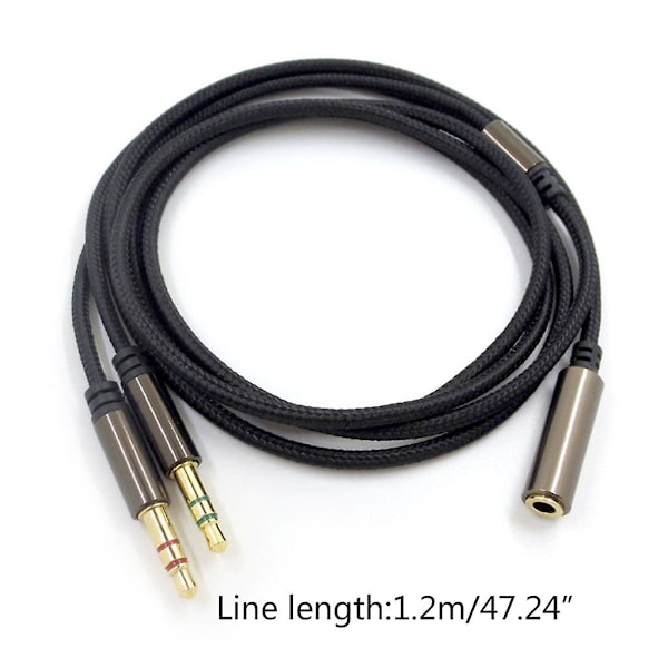 2 i 1 Gaming Headset Lyd- Forleng Ledning Universell Kompatibel Plugg for -hyperX