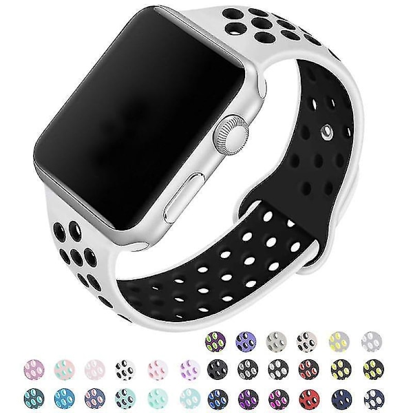 S 38mm Silikonarmband Lämpligt För Apple Watch Andningsbart Armband (set 14)