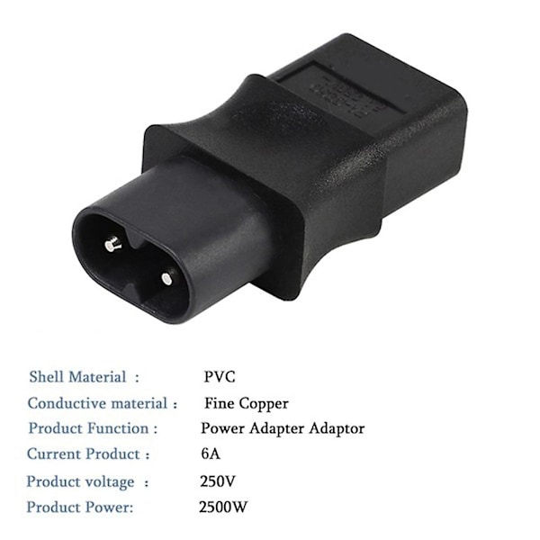2 stk. 2-polet IEC 320 C8 Han til IEC 320 C9 Hun AC Adapter 6A/250V Industriel Strømkonverter