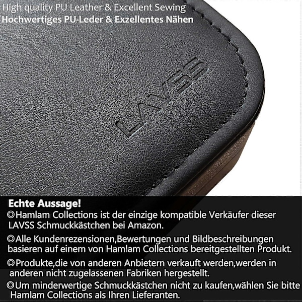 Bærbar Smykkeæske med Spejl, Smykkeæske til Halskæder, Armbånd, Ringe, Øreringe, Sort Sort