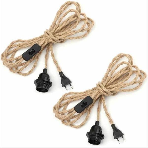 2 pair twine pendant light cable 4.5m, E27 socket switch with bulb cable.