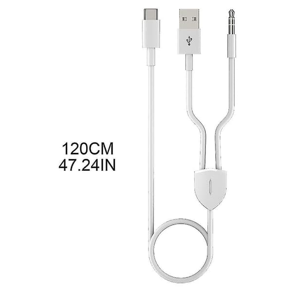 2-i-1 Type-C Bil Audiokabel 1 Split 2 Type C Til USB A 3,5 mm Aux Kabel