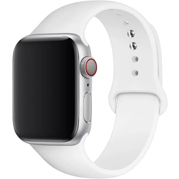 Silikone rem til Apple Watch Band 42mm armbånd iwatch Serie 8 7 9 SE 4 3 5 Ultra 6 Hvid Hvid