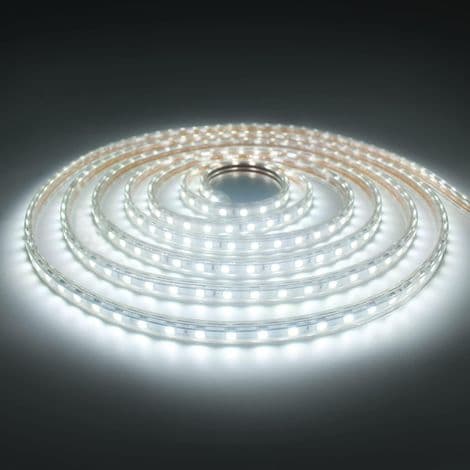 2 meter LED-stripe med europeisk plugg, IP65 vanntett, 220V LED-stripe, kaldhvit