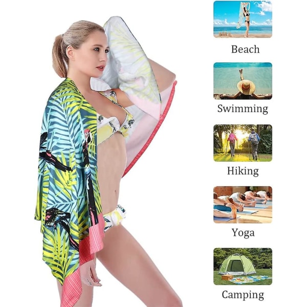 Strandhåndkle 60" X 30" X 0,02" (l X B X H) Strandhåndkle, Kavrave Mikrofiber-strandhåndklær for voksne, hurtigtørrende bassenghåndklær for svømmere Sandless Beach T