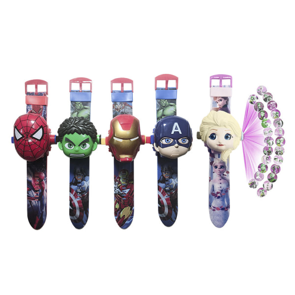 Patrick Star Klokke Projeksjonsur med Projektorfunksjon Tegneserie Flip Toy Watch – 24 Lysbilde Spill Blå Øyne