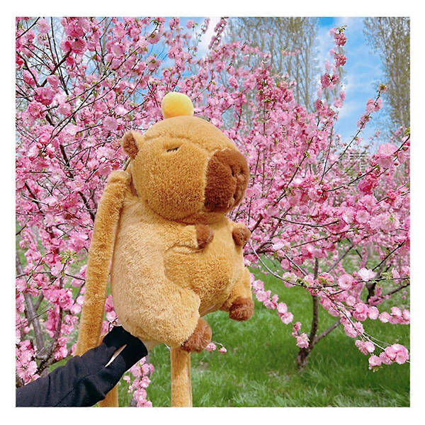 Plush Ryggsäck med Kapibara Kawaii Mode Plushie Doll Pälsväska Barnväska Axelväska Mini Ryggsäckar