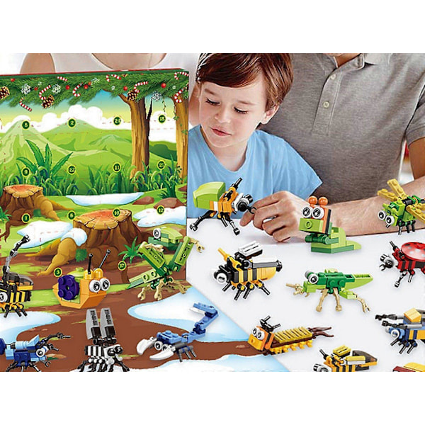 Christmas Advent Calendar Insects Series Building Blocks Toy Countdown Calendar