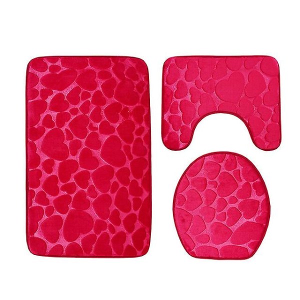 Flanellista lattiamatto, wc-kansi, wc-matto, kylpyhuonematto, kolmiosainen