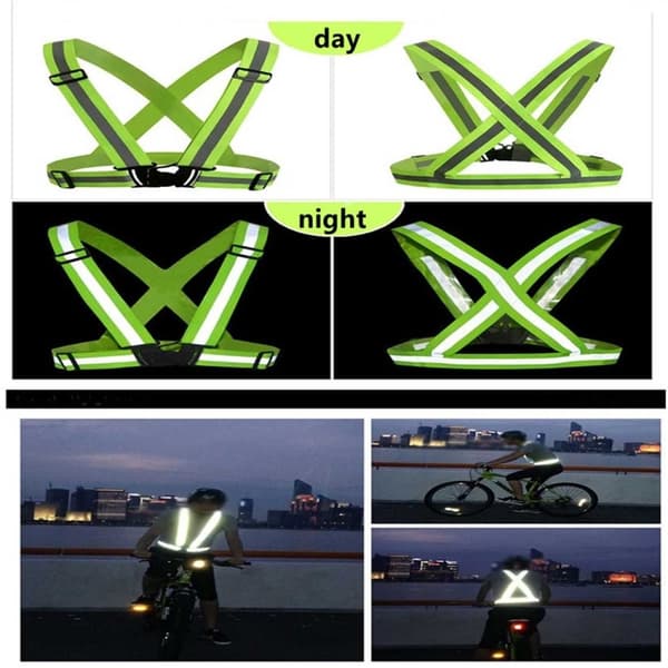 2-pack reflexväst reflexsele för löpning och cykling neongul