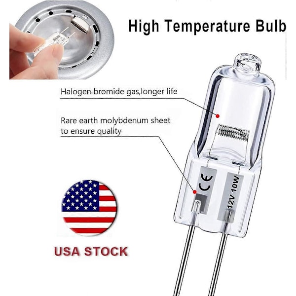 G4 Pære, 10-pakning Halogen G4 12V 10W med G4 Bi-pin Sokkel, Høy Effekt G4 Lyspære 12V 150LM 3000 timer Lang Levetid, G4 Dimbar, CRI100 & 2800K Varmt Hvitt