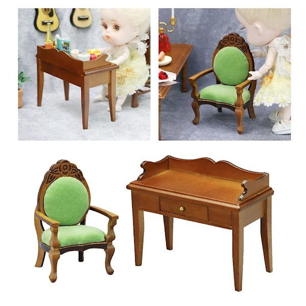 1 Set Dollhouse Miniature Furniture Dollhouse Foldable Table And Chairs Miniature Furniture For Dollhouse 1:12 Scale