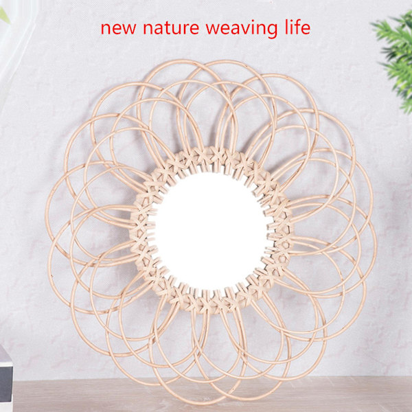 Rattan Innovativ Kunstdekorasjon Rundt Sminke Speil Blomst Klesrom Stue Bad Veggmontert Speil Håndverk