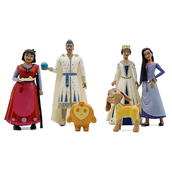 6 stk/sett Disney Wish Actionfigurer Tegneserie Asha Star King Magnifico Queen Amaya Mini Figur Samling Modell Leker Gaver