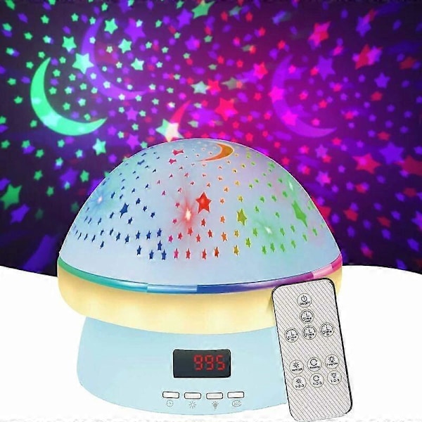 Fjernbetjening og Timer Design Stjerneklar Himmel Roterende Stjerneprojektor Natlampe, 16 Farverige Projektorer Dæmpbar LED Sengelampe, Selvlysende Stjerne