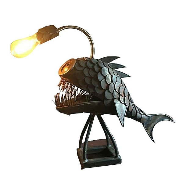 Angler Fish Lamp Usb Oppladbar Desktop Metal Light Håndlaget Craft Room Decoration Small
