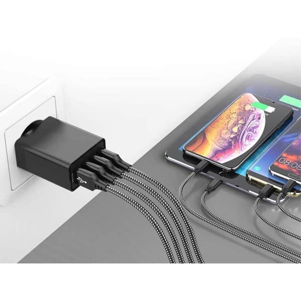 Hurtigoplader 4x USB Quick Charge 3.0 3.1A Sort