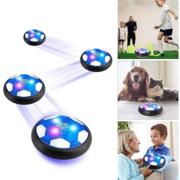 Kids Hover Set, Uppladdningsbar Air Power Fotboll med LED-ljus och skumstötfångare, Fotbollsleksak inomhus och utomhus med mål och uppblåsbar