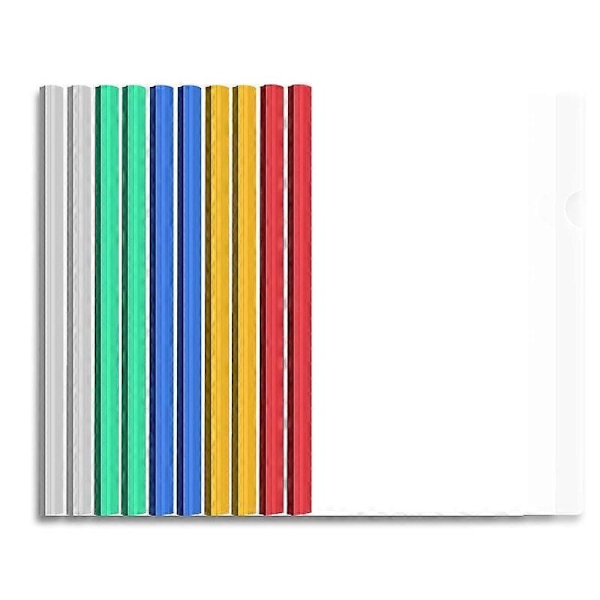 10 st A4 Transparenta Clip Bar Filer Rapport Projekt Presentation Slide Binder Mappar (blandade färger)