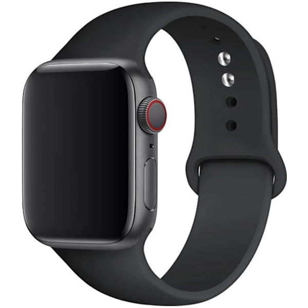 Silikoniranneke Apple Watch -rannekkeelle 42 mm, rannekoru iwatch Series 8 7 9 SE 4 3 5 Ultra 6, musta