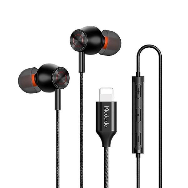MCDODO HP-3480 MDD HiFi Stereo Ljudtrådbundna Hörlurar Lightning Hörlurar med Mikrofon Volymkontroll