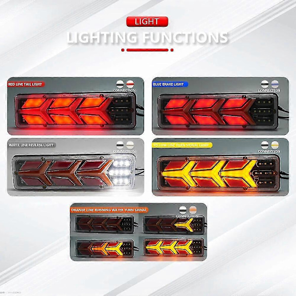 2 stk. Vandtætte 12V Trailer Truck LED Baglygter Båd RV Caravan Van Flow Styring Brems Bakkelygter Trafik Tåge Baglygte - Stil C