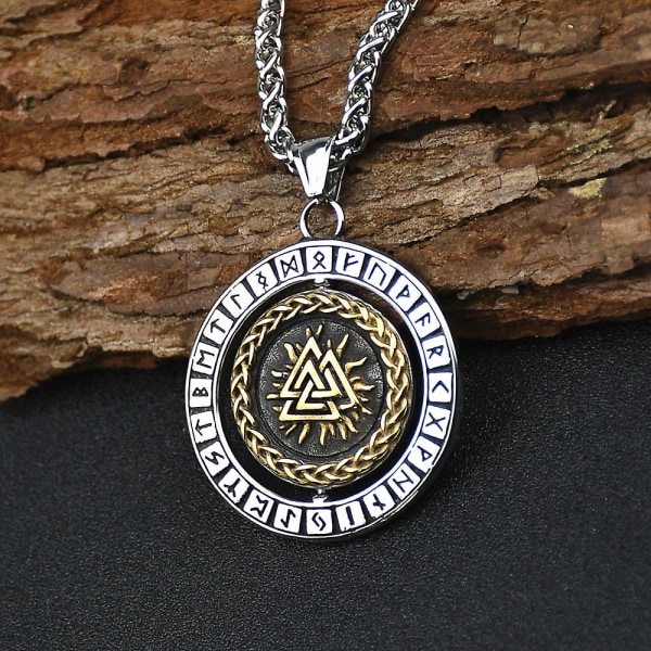 Nordiske vikinger smykker Odin S Valknut og viking Vegvisir rune halskjede med rustfritt stål kjede og anheng som gave til menn