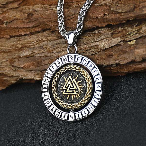 Nordiske Vikinger Smykker Odins Valknut Og Viking Vegvisir Rune Halskæde Med Rustfrit Stålkæde Og Vedhæng Som Gave Til Mænd