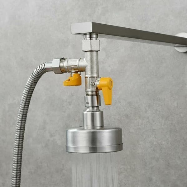 3-vejs ventil, 1/2\" T-stik, håndbruser og hoved- og sidebruserarm, messingbruserarm, 3-vejs omskifter, haneadapter, sluk