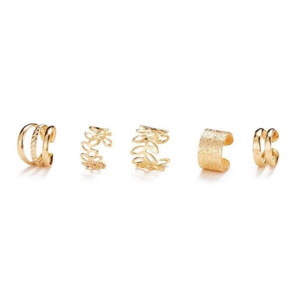 Falsk Helix Piercing 5-pack Örhänge Öronmudd utan Hål Guld
