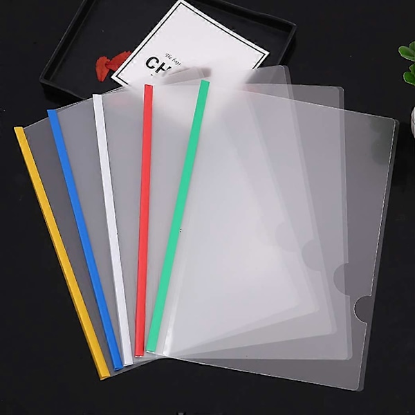 10 st A4 Transparenta Clip Bar Filer Rapport Projekt Presentation Slide Binder Mappar (blandade färger)