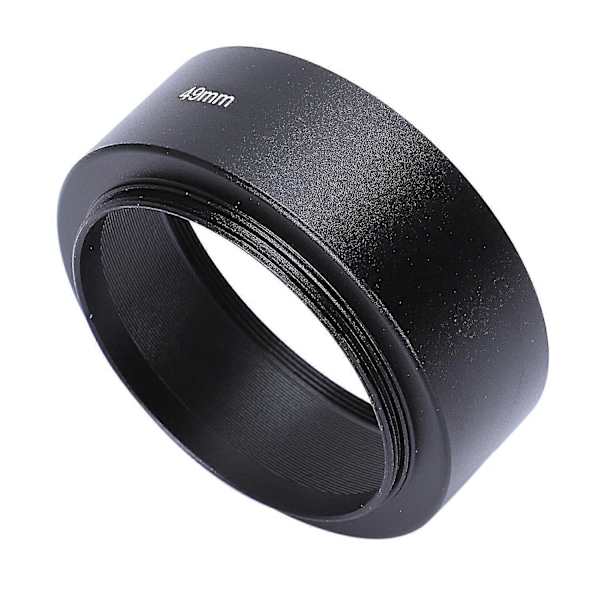 49 mm:n metallinen objektiivinsuojus, vastavalovarjos, aurinkosuojus Canonille, Nikonille, Pentaxille, Sonylle ja Olympusille