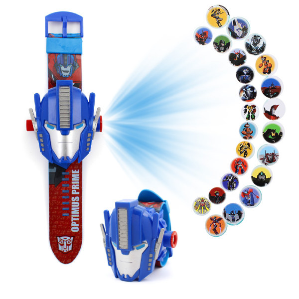 Transformers Klocka Projektionsur med Projektorfunktion Cartoon Flip Toy Watch – 24 Slide Game