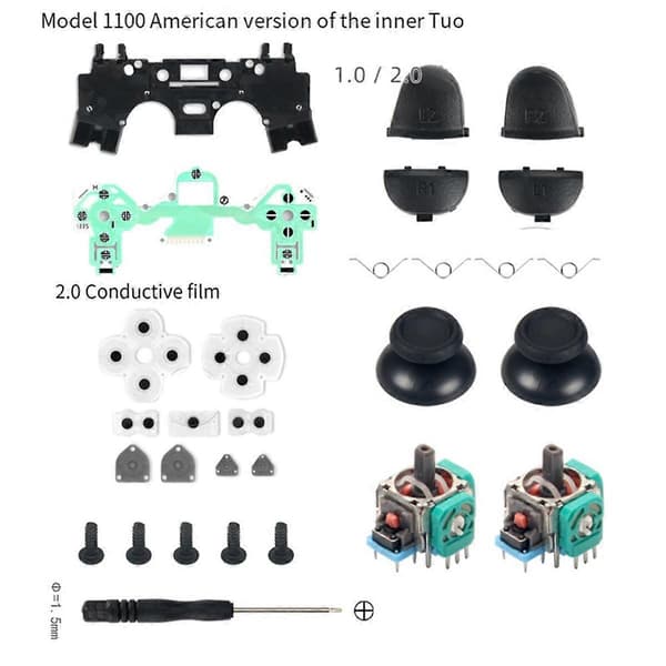 3D Joystick Kit til PS4 Controller JDM 011 1100 1000 US Version L1 R1 L2 R2 Trigger Knap Conductiv