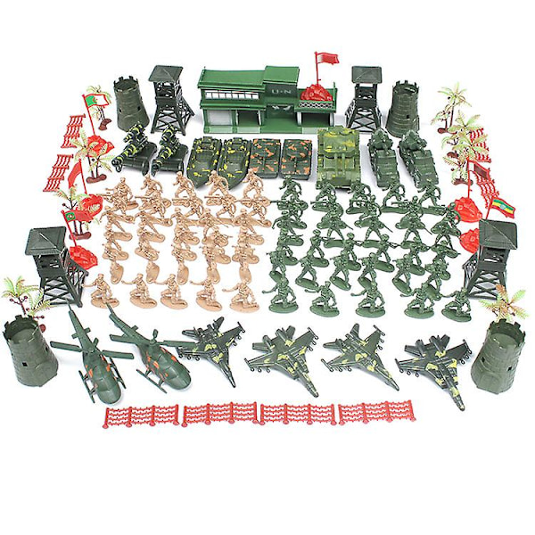 122 Stykker Hær Actionfigurer Sæt, Militær Legesæt Med Soldater, Tanks, Fly, Flag, Soldatfigurer Sæt Model Drenge Plastik Mission Hær Militær