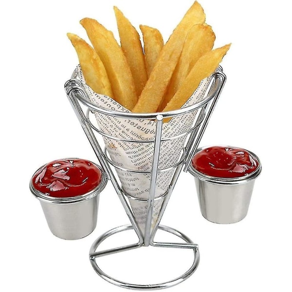 French Fries Cone Stand, Cornet Stand With Sauce Cup For Home Parties, Picnics Hy