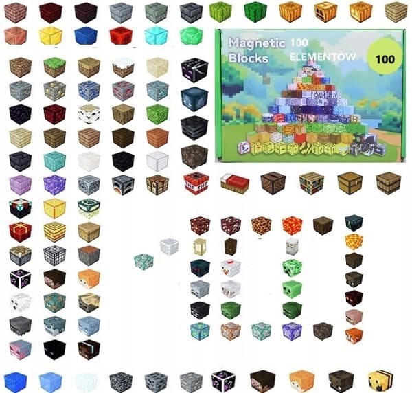 MAGNETISKA BLOCK MINECRAFT KUBER 100 BLOCK ARRANGEMANGSKUBER
