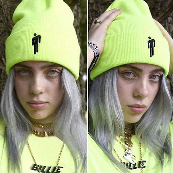 Billie Eilish strikket hue, behagelig åndbar blød, vinterhuer til kvinder og mænd